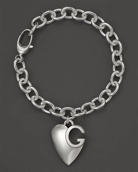 gucci silver bracelet with heart|Gucci sterling silver heart bracelet.